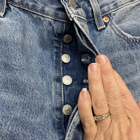 Levis Jeans Mens 36x29 Blue 501 ST Straight Leg Button Fly Denim - Picture 8 of 13